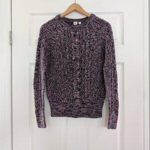 Gap classic cable knit crew neck sweater navy pink size XS